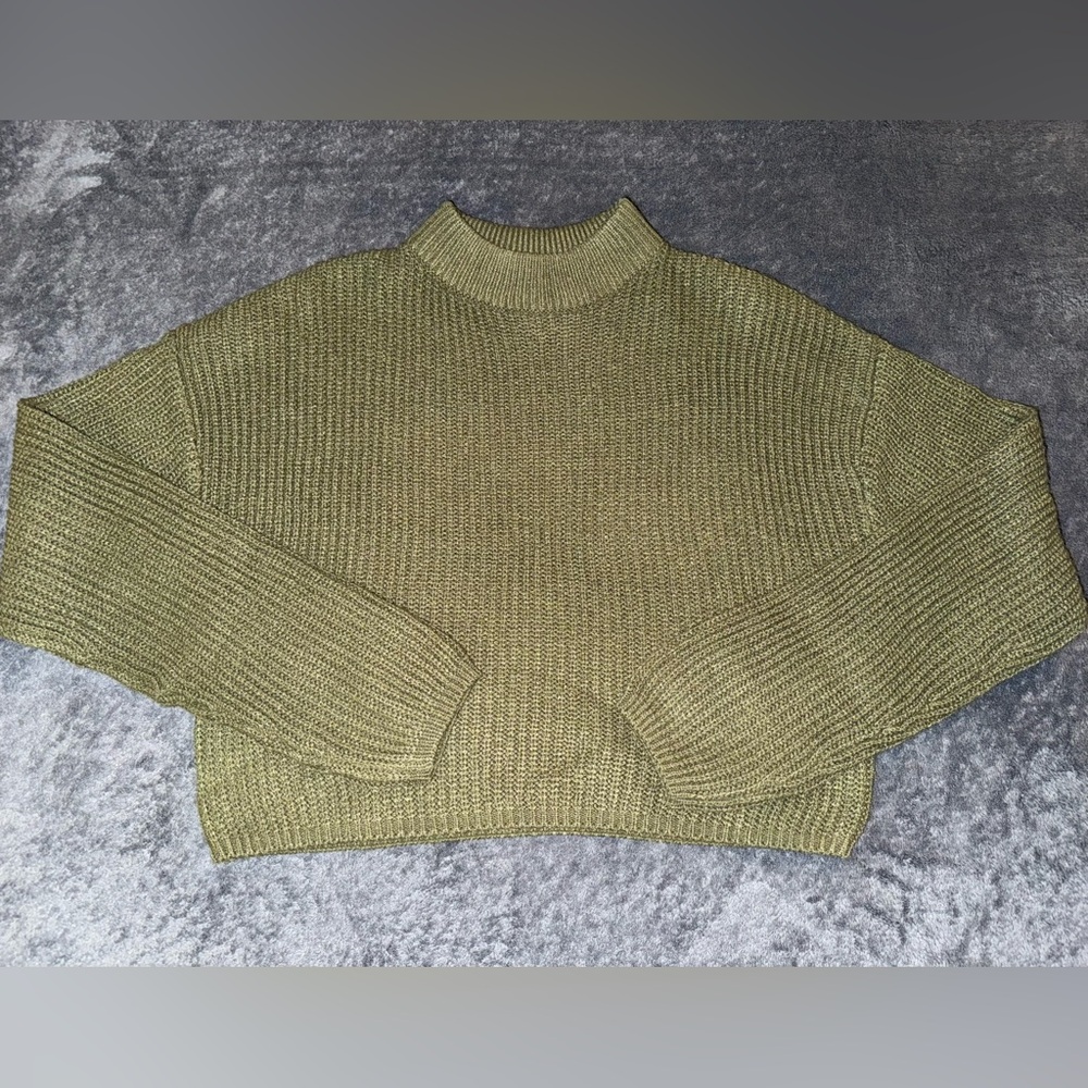 Divided Cropped Turtleneck Sweater